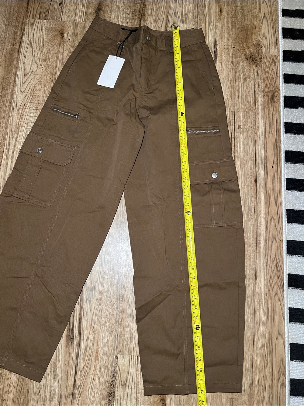 NEW! Zara Olive Cargo Wide-Leg Pants - Women Size M - Picture 7 of 10